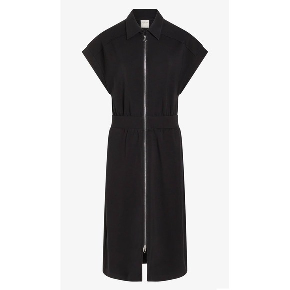 Varley Louisa Dress WOmens Size Large Black Zip Through Midi Pockets NWT $188 - Picture 11 of 13